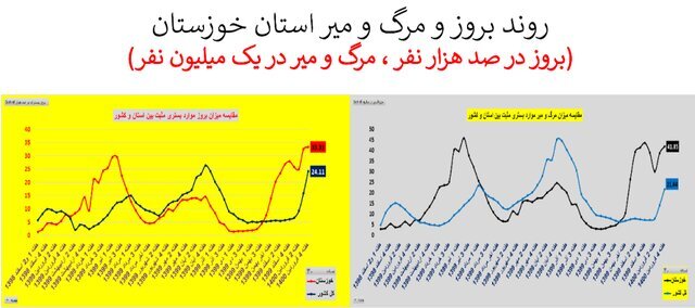 وضعیت نگران کننده شیوع تاج در 20 استان   نمودار